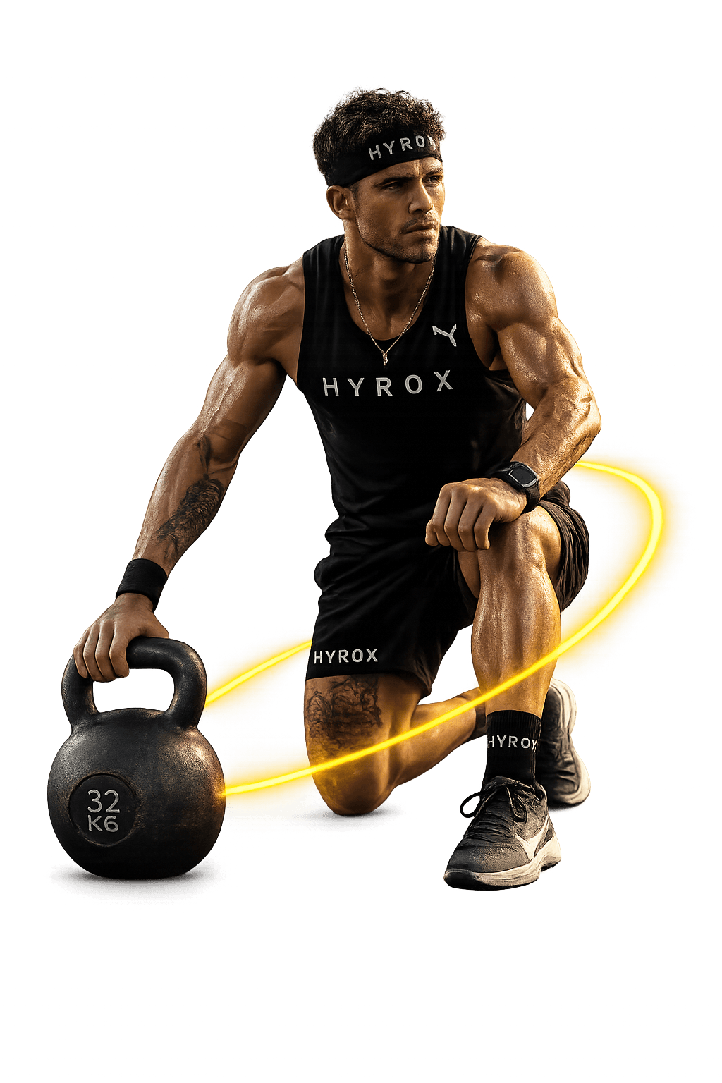 Hyrox athlete with kettlebell